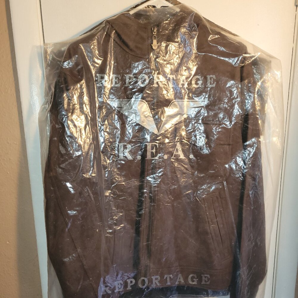 New Men's Brown Suede Hooded Jacket